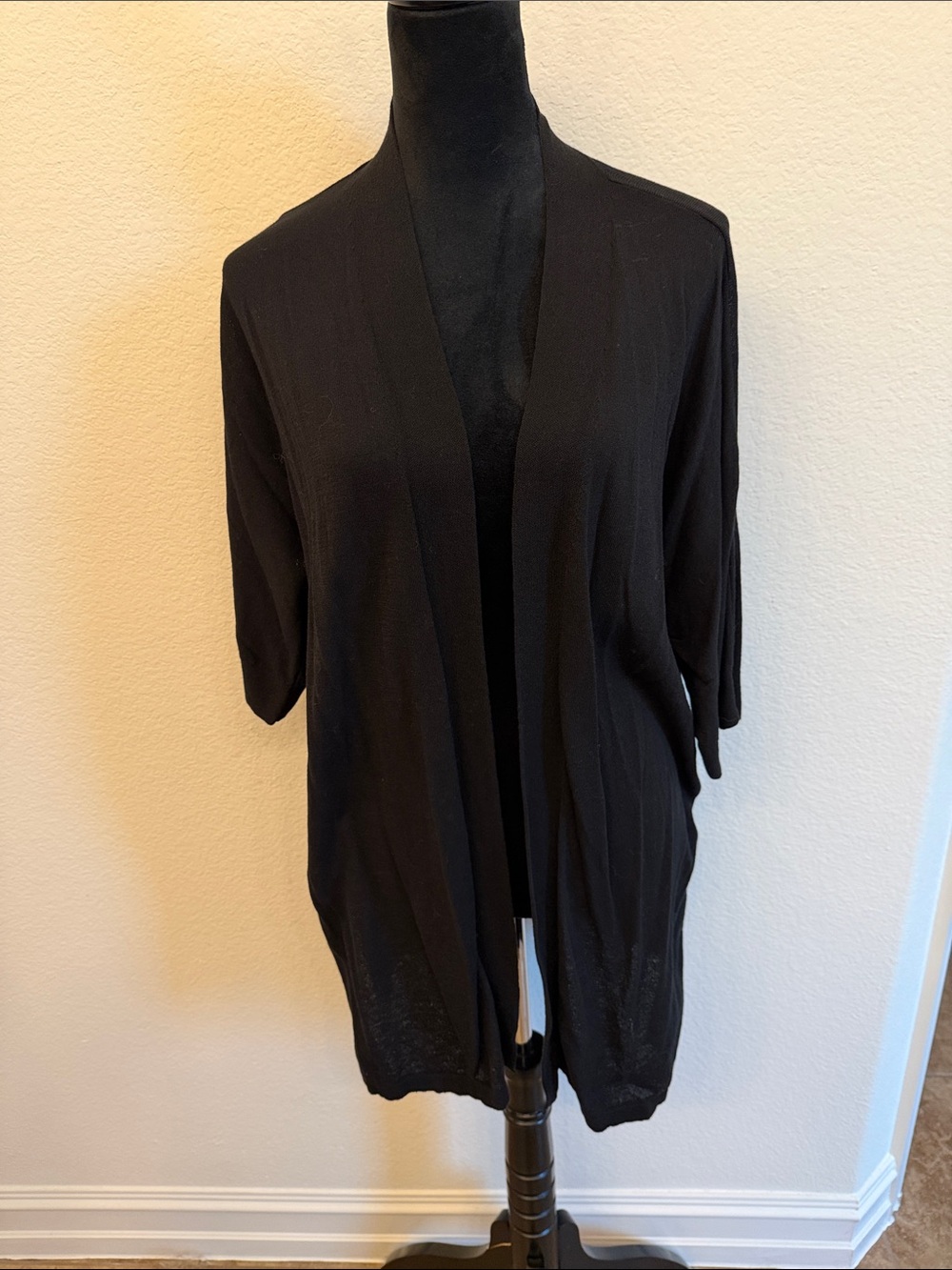 Chico's Black Open-Front Short-Sleeve Cardigan